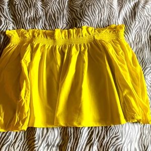 Zara canary yellow ruffled off the shoulder blouse